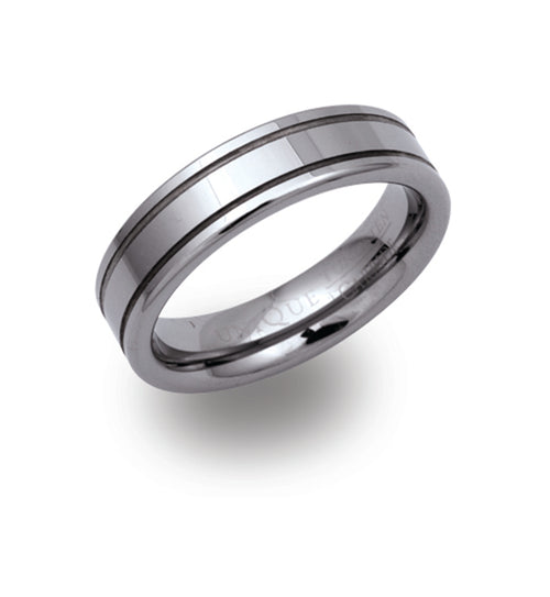 Gents Tungsten Ring 6mm Wide With Polished Centre An Outers 6mm Wide TUR-2