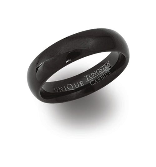 Gents Tungsten Ring 6mm Wide Black IP Plating TUR-34