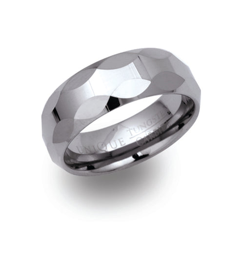 Gents Tungsten Diamond Cut Ring 8mm Wide TUR-4