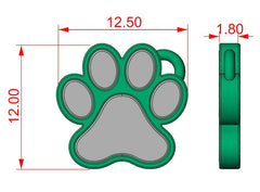 9ct White Gold Ashes Paw Print Memorial Pendant