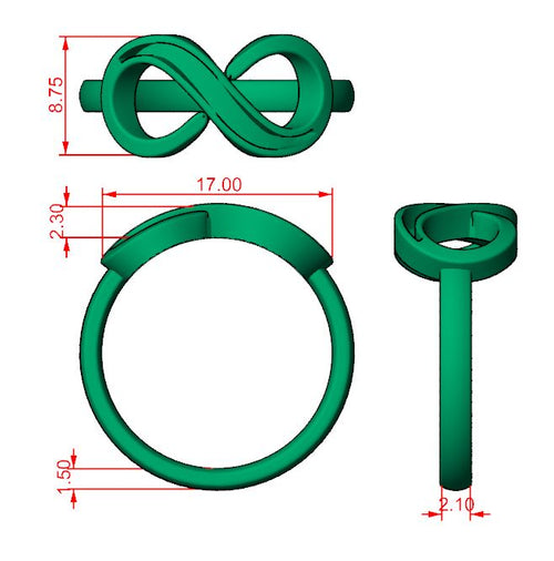 9ct Yellow Gold Infinity Ashes Memorial Ring