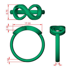 9ct White Gold Infinity Ashes Memorial Ring