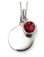 July Birthstone and Engravable Disc Necklace