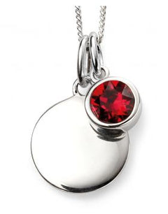 July Birthstone and Engravable Disc Necklace