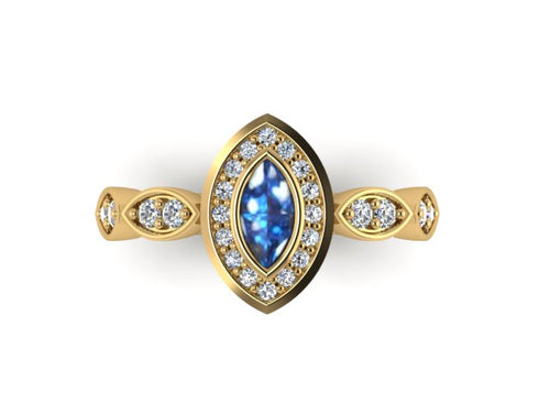 9ct Yellow Gold Ashes and Cubic Zirconium Memorial Ring