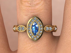9ct Yellow Gold Ashes and Cubic Zirconium Memorial Ring