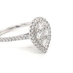 1.04ct Laboratory Diamond Pear Shaped Halo Cluster Ring