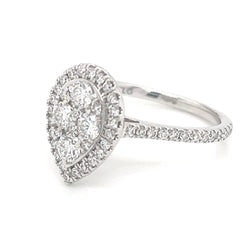 1.04ct Laboratory Diamond Pear Shaped Halo Cluster Ring