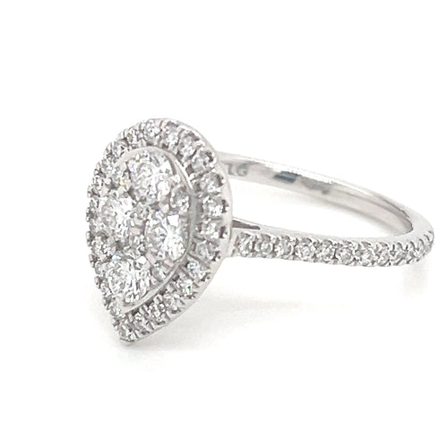 1.04ct Laboratory Diamond Pear Shaped Halo Cluster Ring