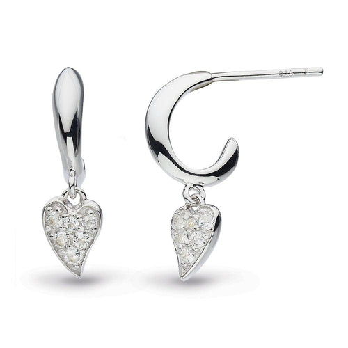 Kit Heath Desire Cherish Precious Pavé Heart Hoop Drop Earrings