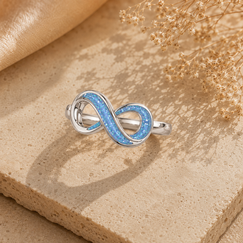 9ct White Gold Infinity Ashes Memorial  Ring