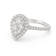 1.04ct Laboratory Diamond Pear Shaped Halo Cluster Ring