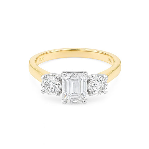 Emerald and Brilliant Cut 2.00ct Certified Diamond ring