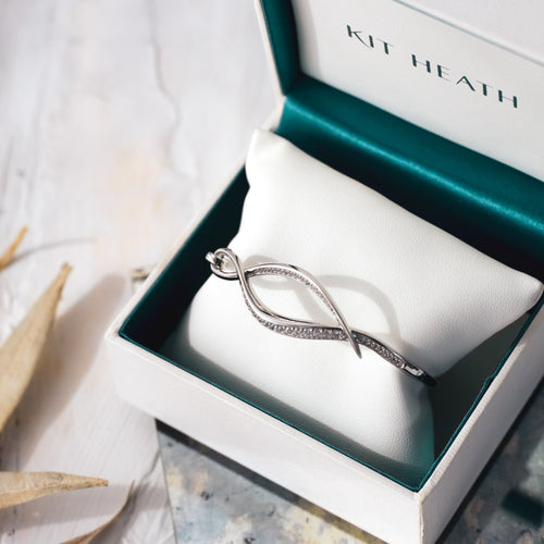 Kit Heath Entwine Twine Twist Pavé Hinged Bangle