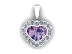 9ct White Gold Ashes Heart CZ Memorial Pendant