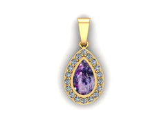 9ct Yellow Gold Ashes Pear CZ Memorial Pendant