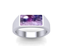 9ct White Gold Gents Ashes Memorial Ring