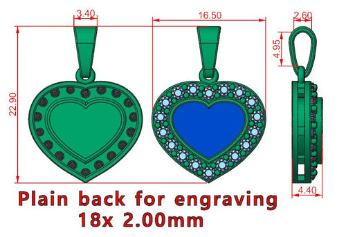 9ct Yellow Gold Ashes Heart CZ Memorial Pendant