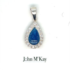 9ct White Gold Ashes Pear CZ Memorial Pendant