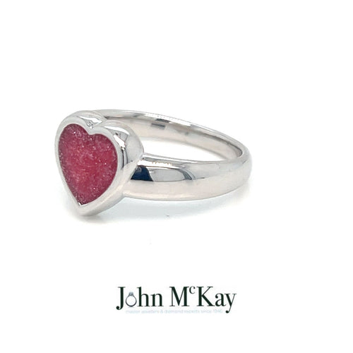 9ct White Gold Ashes Heart Memorial Ring