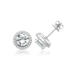 Silver & Co London Sterling Silver Claw Set Halo Style Round Cubic Zirconium Stud Earrings