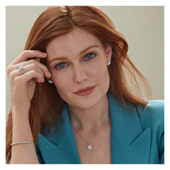 Silver & Co London Sterling Silver Small Claw Set Halo Style Square Cubic Zirconium Ring