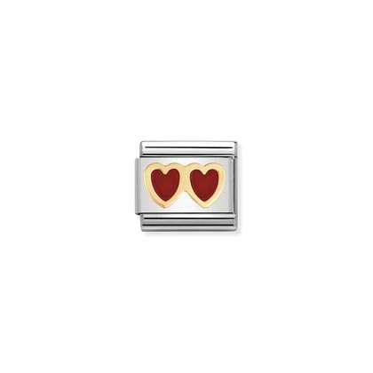 Nomination Gold Red Hearts Charm