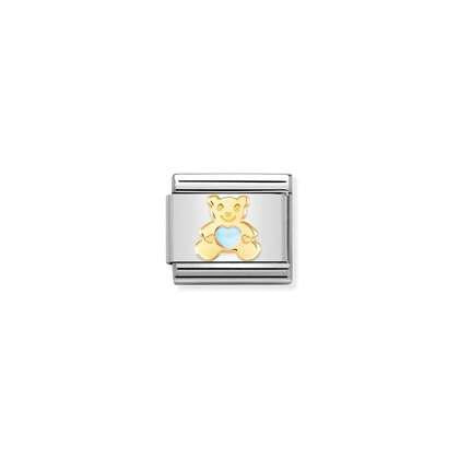 Nomination Composable Link Light Blue Bear in gold Charm