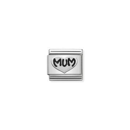 Nomination Silver Mum writing with Heart Charm