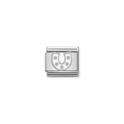 Nomination Composable Classic Link Horseshoe with white Enamel