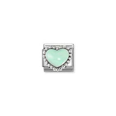 Nomination Pastel Green Heart, beaded setting Charm