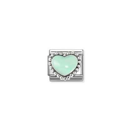 Nomination Pastel Green Heart, beaded setting Charm