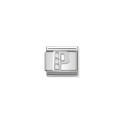 Nomination Letter Charms in Stainless Steel And Cubic Zirconium