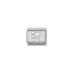 Nomination Letter Charms in Stainless Steel And Cubic Zirconium