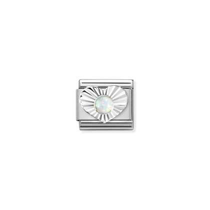 Nomination Composable Link silver Heart White Opal Charm