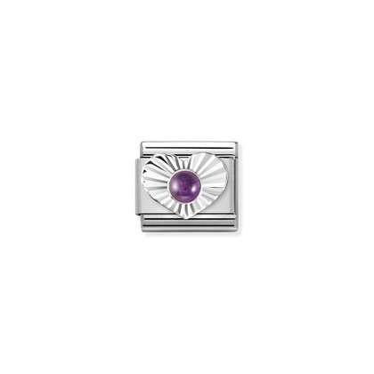 Nomination Composable Link  silver Heart Amethyst Charm