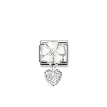 WHITE FLOWER, HEART NOMINATION CHARM