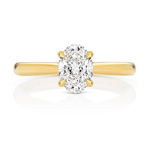 9ct Yellow Gold 1.00ct Certified Oval-Cut Lab-Grown Diamond Ring