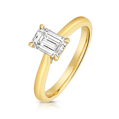 9ct Yellow Gold 1.00ct Certified Emerald-Cut Lab-Grown Diamond Ring