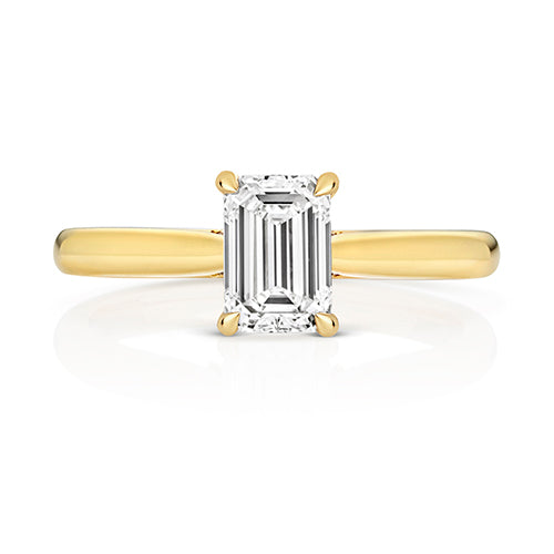 9ct Yellow Gold 1.50ct Certified Emerald-Cut Lab-Grown Diamond Ring
