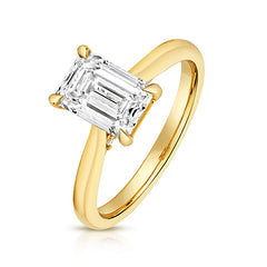 9ct Yellow Gold 2.00ct Certified Emerald-Cut Lab-Grown Diamond Ring