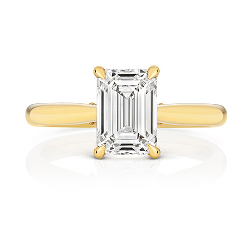 9ct Yellow Gold 2.00ct Certified Emerald-Cut Lab-Grown Diamond Ring