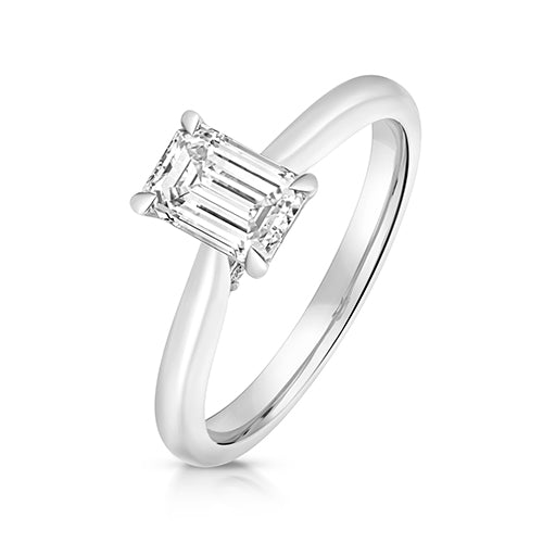 9ct White Gold 1.00ct Certified Emerald-Cut Lab-Grown Diamond Ring