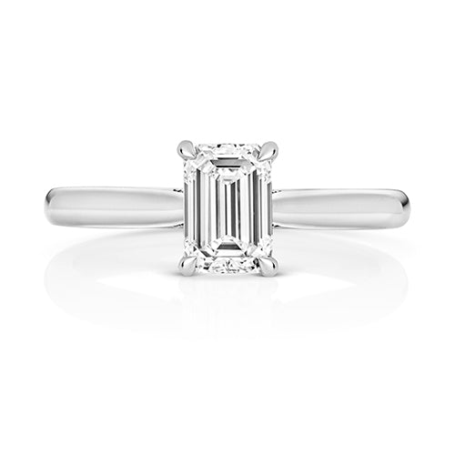 9ct White Gold 1.00ct Certified Emerald-Cut Lab-Grown Diamond Ring