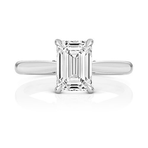 9ct White Gold 3.00ct Certified Emerald-Cut Lab-Grown Diamond Ring