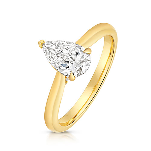 9ct Yellow Gold 1.00ct Certified Pear-Cut Lab-Grown Diamond Ring