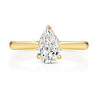 9ct Yellow Gold 1.00ct Certified Pear-Cut Lab-Grown Diamond Ring