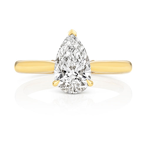 9ct Yellow Gold 1.50ct Certified Pear-Cut Lab-Grown Diamond Ring