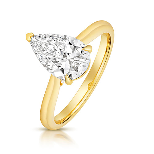 9ct Yellow Gold 2.50ct Certified Pear-Cut Lab-Grown Diamond Ring