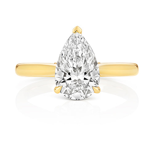 9ct Yellow Gold 2.00ct Certified Pear-Cut Lab-Grown Diamond Ring
